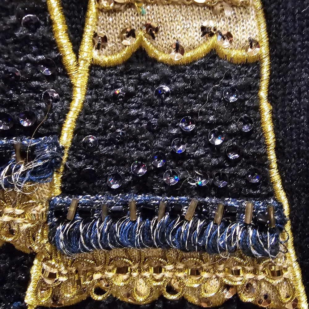 Vtg Berek Bejeweled Bedazzled Christmas Tree Cardigan Sweater - Picture 3 of 9